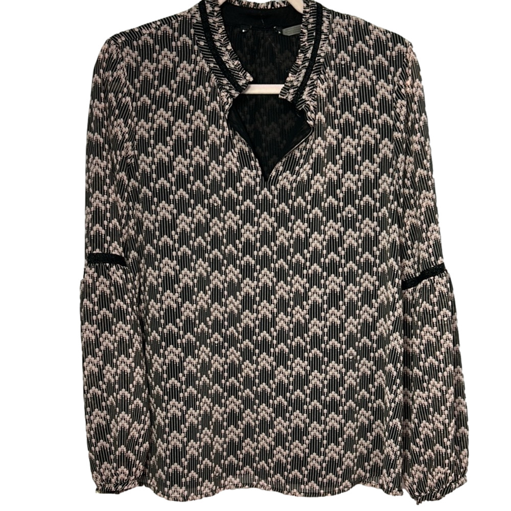 Karl Lagerfeld Black Pink Patterned Blouse
